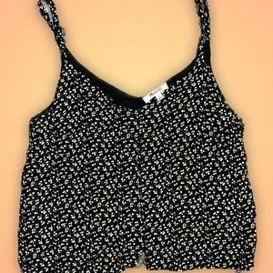 Madewell, size 4, black, button up cami with yellow flower detail
